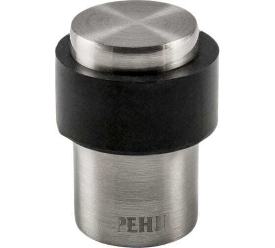 Ограничитель дверной напольный Ренц INDS 34 SN/Black, цвет никель матовый/черный (гарантия - 12 месяцев)