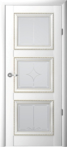 Дверь межкомнатная Альберо (Фрегат) Галерея Версаль-3, цвет белый, винил, стекло мателюкс Галерея